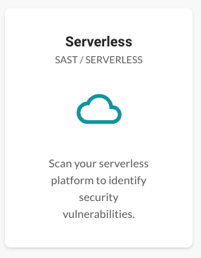 Image shows the card you select for Serverless set up.