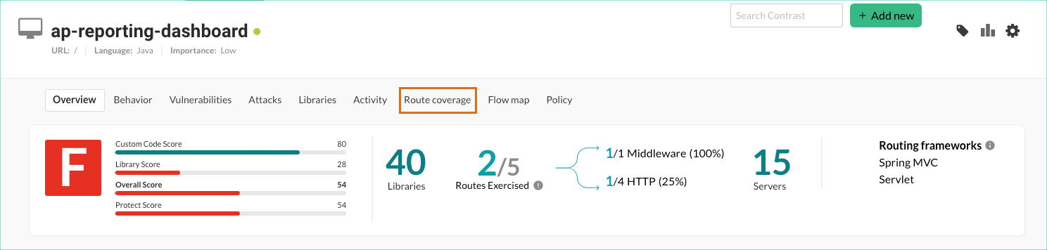 RouteCoverageOverview1.png This image shows the options for selecting route coverage details