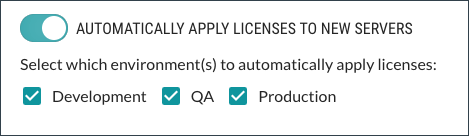 This image shows the option for applying licenses to servers automatically