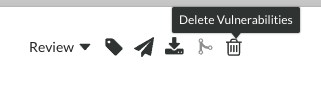 Image shows batch action menu with delete vulnerabilities.