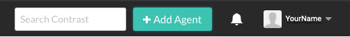 Add Agent button is shown next to the search bar and user name.